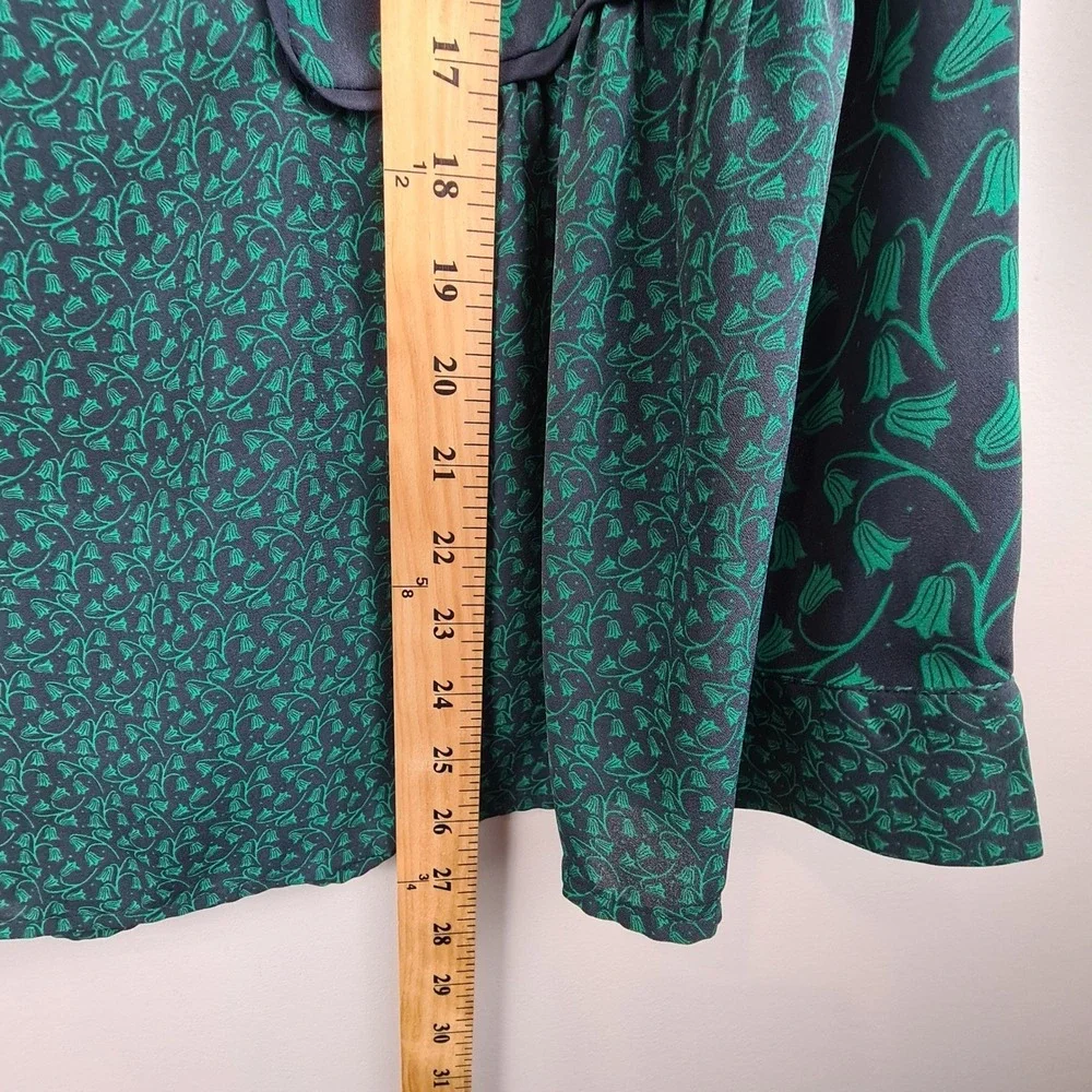 LOFT Womens Green Mixed Floral‎ Peplum Blouse Long Sleeve Boat Neck Top Size M